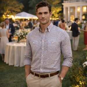 Ralph Lauren Denim & Supply Patriotic Floral Red White Blue Americana Shirt Med